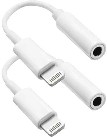 Tayte 2PC Kopfhörer Adapter für iPhone auf 3.5mm, auf Klinke Aux Audio Kopfhörer Adapter Kompatibel mit für iPhone 14 13 12 11 Pro/XS Max 8 7 Plus Unterstützt alle Systeme Weiß