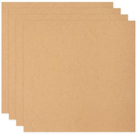 sourcing map Lot de 4 planches en bois MDF pour travaux manuels, 2 mm d'épaisseur, panneaux de fibres à densité moyenne, bois brut pour projets de bricolage, cours d'art, menuiserie, peinture (10,2 x