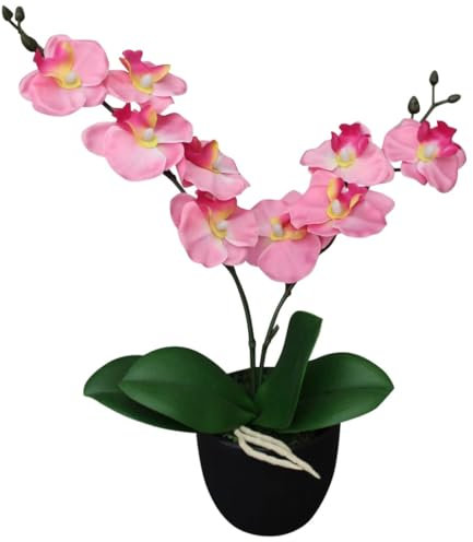 GCHDHAPB Pianta artificiale di orchidea con vaso, 30 cm, rosa, decorazione per la casa e il giardino, flora artificiale