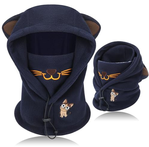 VGMANNTA Cagoule Enfant d'hiver Thermique 4-11 Ans Multifonction Cache Cou Enfant Bonnet Masque Ski Chaude Ajustable et Coupe-Vent pour Garçons et Filles pour Les Sports de Plein Air
