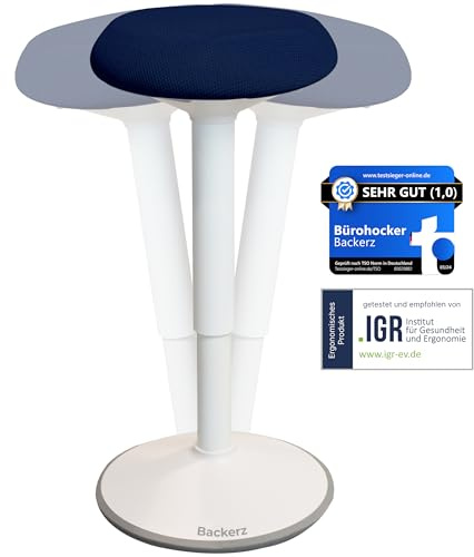 Backerz Bürohocker Ergonomisch TESTSIEGER, Höhenverstellbarer Stehhocker | 55–80 cm | Ergonomischer Hocker für Büro & Schreibtisch | Büro Stehstuhl Schwingeffekt | Wackelhocker Büro Arbeitshocker