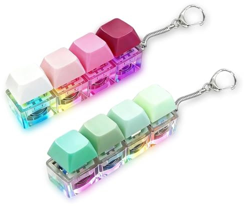 2 Pcs Light Up Keyboard Fidget, Colorful 4 Buttons Fidget Keyboard, Portable Stress Relief Keyring, Ideal Stress Relief Gifts