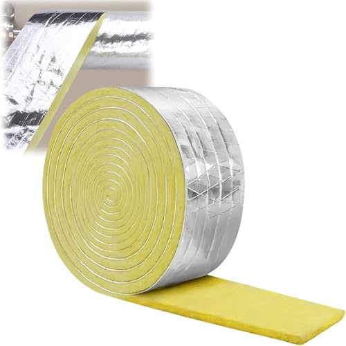Isolant en laine de verre pour tubes, rouleau de 10 m, isolation thermique et acoustique, fibre de verre (1 pièce)