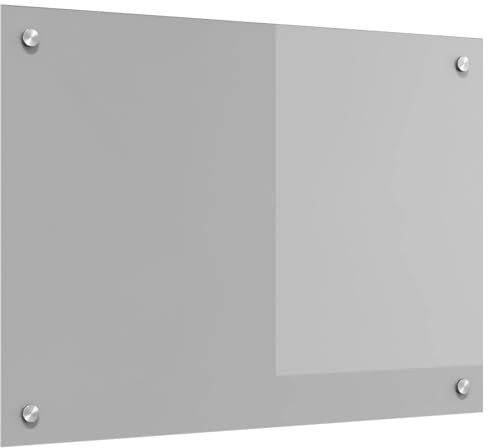 sephironlbb Panel posterior de cocina gris claro de cristal templado de 70 x 50 cm con 4 agujeros preperforados, resistente al calor y fácil de limpiar para cocinas modernas y eficaz protección contra