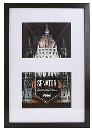 Kenro Senator Black Wood Double Photo Frame with White Mat for 2 Photos 8x6 inch / 15x20cm - SNF1520B/2