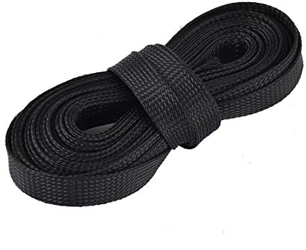 sourcingmap Nylon Braided Expandable Sleeving Cable Wire Sheathing Sleeve 6.8M x 16mm Black