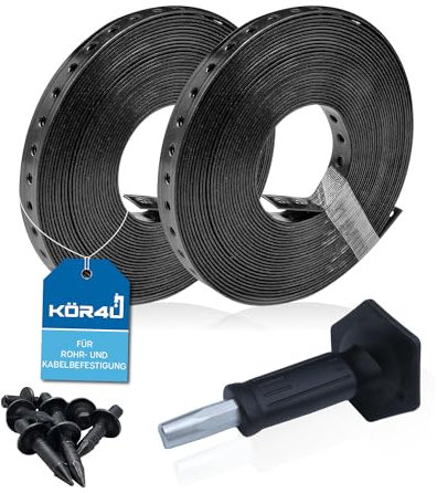 kör4u Fixpin Lochband Montageset mit 2x Montagelochband, Setzeisen und 400 Fixpin Nägeln, Starter-Set zur Befestigung von Kabeln