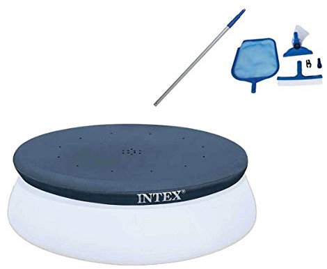 Intex Swimming Pool Maintenance Kit w/Vacuum & 10' Swimming Pool Debris Cover