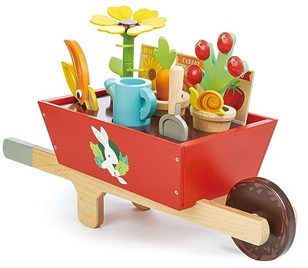 Tender Leaf Toys Flower Gardening Set: Educational and Fun Pretend Play for Kids Fun for Children 3+ (Wheelbarrow)
