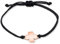 Nuoli® Kleeblatt Armband Damen Rosegold (bis 20cm verstellbar) Glücksbringer Armbändchen für Mädchen & Frauen, aus schwarzem Stoff mit Metall Anhänger