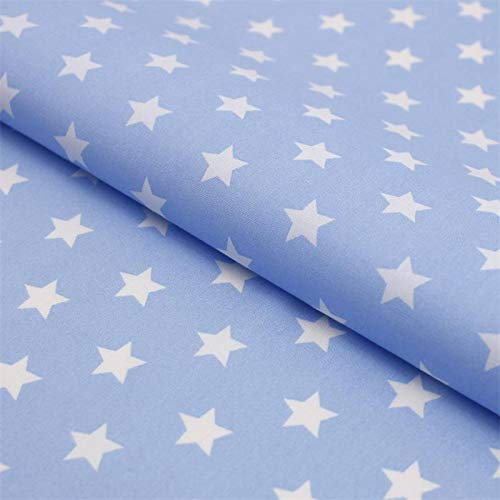 Stoff Meterware Sterne Stars 8 mm - 1 Meter, Deko, Kinder, Winter, Weihnachten, Baumwollstoff, Kinderstoff, Sternestoff, Basteln, Nähen (Hellblau)