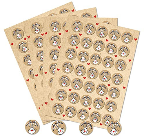 Logbuch-Verlag Frohe Ostern 140 runde Aufkleber Osterhase Frohe Ostern Deko Herz rot beige natur 3,2 cm Sticker