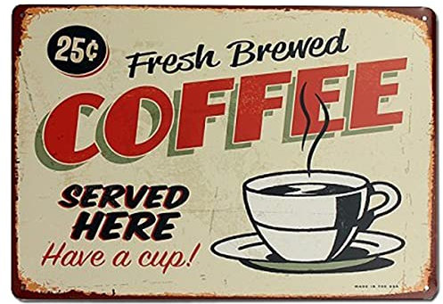BOEMY Chapa Vintage Cafe. Placa Decorativa de Metal [con Relieve y Gran Rigidez] de Café para Pared de Cafetería, Bar, Restaurante, Cocina o Comedor. Medidas 20x30 cm.