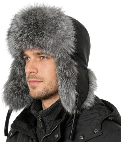ITODA Homme Chapka Russe en Fausse Fourrure Chapeau Trappeur Hiver Chaud Bonnet Aviateur Doux Cache-Oreilles Coupe-Vent Bonnet de Ski Snowboard Confortable pour Voyage Camping Activités d'hiver