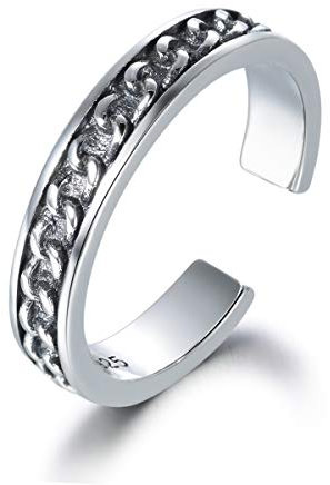 Shuxin Silber Damen Ring, 925 Sterling Silber Vintage Retro Daumen Ring, Verstellbar Hochzeitsringe Eheringe Verlobungsring Trauringe, Unisex Veränderbar Twist Knöchel Zehenringe Öffnen Ring