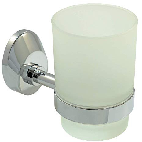 Design Mundspülglas Zahnputzbecher- echt Glas mit Wandhalterung-Serie Chrome