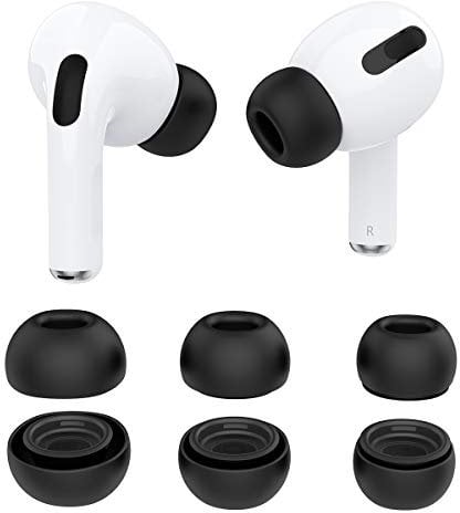 Wiki VALLEY Ohrstöpsel für Airpods Pro, 3 Paar Silikon-Ohrpolster Ersatz rutschfeste Eartips-Abdeckung Kompatibel mit Airpods Pro 2019 (Fit in Charging Case) - Schwarz