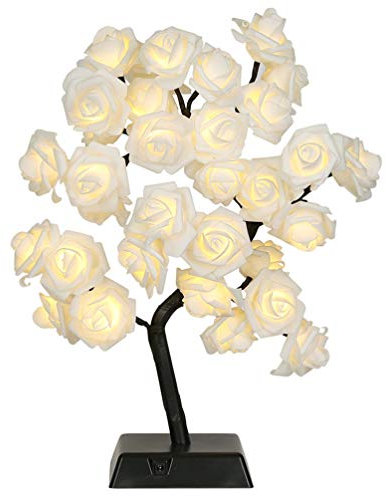 SOLUSTRE Rose Schreibtischlampe 1 STK Rosafarbene Tischlampe Zimmerdekoration Für Teenager-mädchen Tischleuchte Led-dekor Zweig Tischlampe Blumenbaum Fräulein Weiß Hochzeit PVC