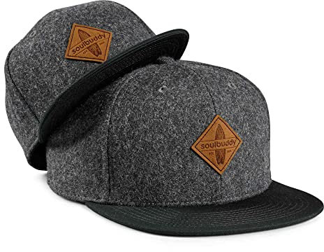 Soulbuddy Cap Herren Cap Kinder – 2er-Set Familien Outfit Set – Vatertagsgeschenk für Papa – Geschenke zum Vatertag – Papa Geschenk – Dunkelgrau – One Size und Kids M