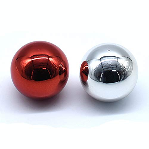 Arcity 2 Pcs Arcade Joystick Ball Top Chrome Handle Rocker Round Head for Arcade Fighting Joystick Controller Game DIY Parts Kit Replacement M6 Red and Silver Durable New