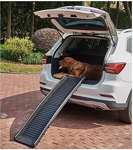 Foldable Dog Ramp For Car Entry Lightweight Black Car Access Ramp For Dog Pets