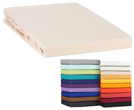 Moon-Classic Topper Spannbettlaken Spannbetttuch 180x200-200x220 cm Jersey aus 100% Baumwolle (Natur)
