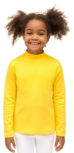 Lilax Girls' Basic Long Sleeve Mock Turtleneck Cotton T-Shirt 9 Yellow