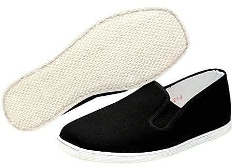 G-LIKE Kampfkunst Chinesische Peking Stoffschuhe - Traditionelle Handgefertigte Herren Damen Freizeitschuhe Hausschuhe Kung Fu Tai Chi Flache Schuhe Casual Slipper Sneaker – Baumwolle (Numeric_46)