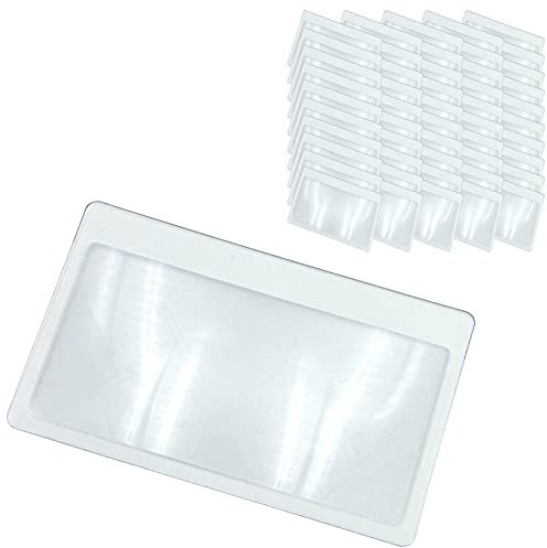 THORANI 50 Stück Taschenlupen im Kreditkartenformat - Kleine Kartenlupe mit 3-facher Vergrößerung, Ultra dünn, biegsam und bruchsicher