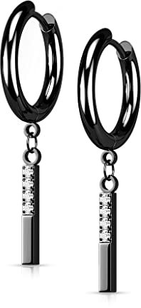 beyoutifulthings 1 Paar Damen Creolen Ohr-Hänger Anhänger 4 Zirkonia Clear Ohr-ringe Ohr-stecker Ohringe Schwarz