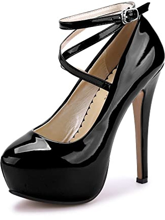 Damen Pumps mit Stöckelabsatz, Höhe 14 cm, Plattform, dick, 4 cm, Absatzschuhe, stabil, bequem, Pumps für Hochzeit, Party, Club