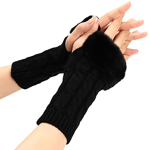 Fingerlose Armstulpen Feinstrick Handgelenk Handschuhe lang Handwärmer Stulpen Winter Warm Strick Fingerlose Fäustlinge Warm Halb Handstulpen Fingerlose Handschuhe