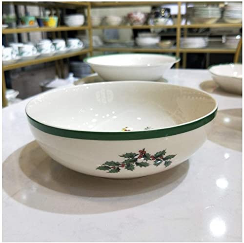 Ensaladera de cerámica vintage Ensaladera navideña de porcelana, Cubiertos navideños estadounidenses caseros Se puede usar como tazón de arroz Tazón de fideos Tazón de sopa, 5.5 pulgadas / 6 pulgadas