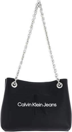 Calvin Klein Jeans Damen Sculpted Shoulder Bag24 Mono Taschen, Schwarz/Metallic-Logo