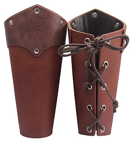 Lederhandschuh, Handgelenk, Armschutz aus Leder, mittelalterliche Armschiene, Bogenschießen, Wikinger-Armschutz für Männer und Frauen, 2 Stück, Wikinger-Handschuh, Large