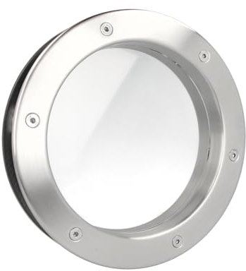 MLS Oblò B4000, Oblò per Porte, in Acciaio Inox, Vetro di Sicurezza VSG, Adatto ha Porte di Spessore 40 mm, Viti di Fissaggio Visibili su Entrambi i Lati, Diametro 400 mm, Vetro Trasparente