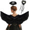 Goenb Alas de ángel, 80 x 41 cm, alas de ángel negras, disfraz de ángel para mujer, niños, hombres, adultos, alas de ángel, disfraz de cupido, para Halloween, carnaval, cumpleaños