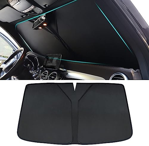 Plegable Parasol Coche Delantero para Citroen C4 Sedan, Protector de Parabrisas de Coche con Protección UV Accesorios Interior,B/Black