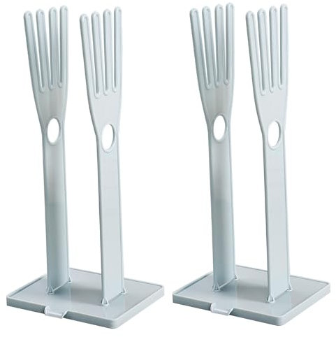Neroyaner Kitchen Glove Stand Holder 2 Set Kitchen Washing Glove Drying Rack with Towel Storage Hole and Drain Outlet Cleaning Dryer with Detachable Base Storage Stand