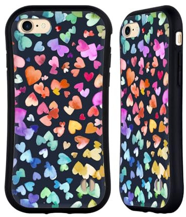 Head Case Designs Offizielle Ninola Schwarze Valentinsherzen Bunt Hybride Handyhülle Hülle Huelle kompatibel mit Apple iPhone 7/8 / SE 2020 & 2022