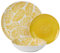 Vajilla de 18 piezas de porcelana con hojas en amarillo 27x27x4 cm apto lavavajillas y microondas