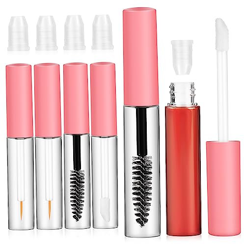 Gogogmee 6pcs Empty Mascara Tubes Refillable Eyelash Brush Containers Lip Gloss Bottles Leakproof Cosmetic Dispenser Bottles for Travel Daily Use