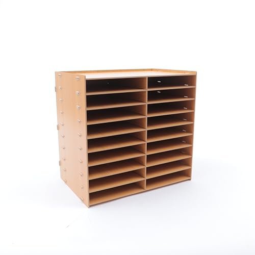 Dokumentenablage 5 mm 18-Fächer-Holz-Papierpost-Briefablage Sorter Hölzerne Papier Mail Tray Sorter Office Desktop File Literature Organizer für Büro Arbeitszimmer Schule Office (Goldene Eiche)