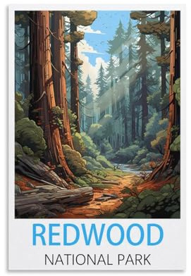 Redwood National Park Vintage-Reiseposter, 20 x 30 cm, Leinwandkunst, Poster und Wandkunst, Bild, Druck, Schlafzimmer-Dekor