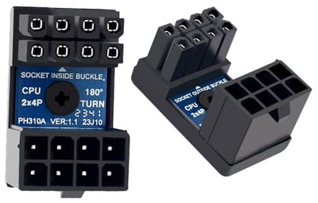 cablecc 2 Stück/Lot 360 Grad nach Oben und unten abgewinkelter EPS 8P ATX-Stecker auf Buchse, Power-Header-Adapter für CPU 12 V