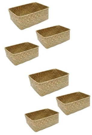 MAGICLULU 6 Stk Gewebter Kleinigkeiten-Organizer-Korb Aufbewahrungskorb Babykorb Aufbewahrungskörbe aus Seegras klein Aufbewahrungsbehälter für Regale Vorratsbehälter Weide