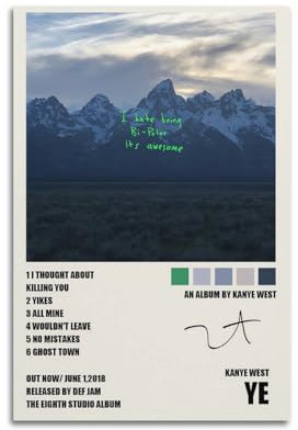 Poster, Motiv: Kanye West, Musikalbum, Albumcover, ästhetische limitierte Poster, signiert, Rapper, Musikposter, Schlafsaal-Dekor, Schlafzimmer, Poster, Druck, Leinwand, Wandkunst, Zimmer, Teenager