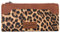 Wrangler Minimalistische Geldbörse für Damen, Kreditkartenetui, Reisebrieftasche, Kartenetuis und Geldorganizer mit glatten Reißverschlüssen, Leopard-Natur, Minimalistisch