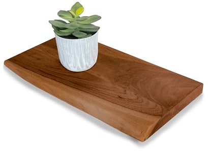 SAM Wandregal Amanda, Akazienholz massiv, nussbaumfarben & lackiert, Holzregal/Steckboard mit Baumkante, 30x20 cm Regal