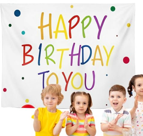 Happy Birthday Buchstabenhintergrund, Banner, Hofschild, glatte bunte Buchstaben, Banner, Geburtstagsparty, Fotohintergrund, Tischdekoration